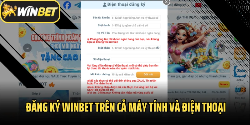 Hướng dẫn đăng ký Winbet trên cả máy tính và điện thoại